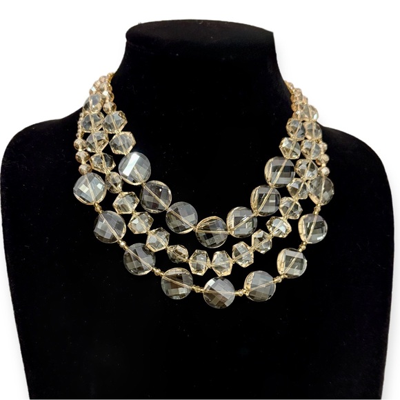 CHICO’s Champagne Faceted Crystal Multi Strand Understated Glamour Necklace NWT - Picture 6 of 7
